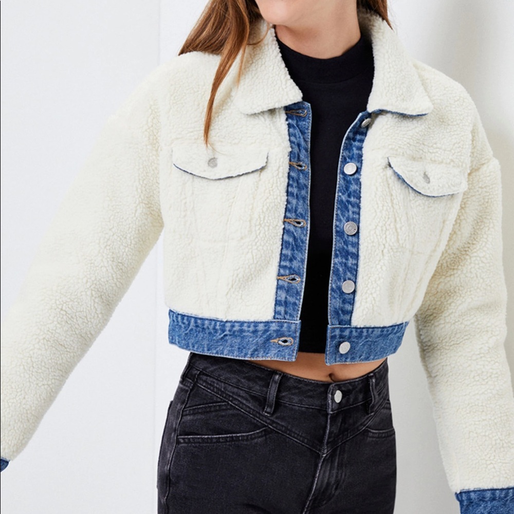 PacSun Sherpa Denim Cropped Jacket